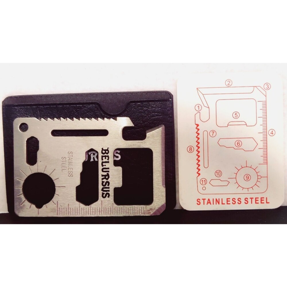 Stainless Steel Credit Card Tool 11 in 1 Multi Pocket Survival Camping Tools NEW